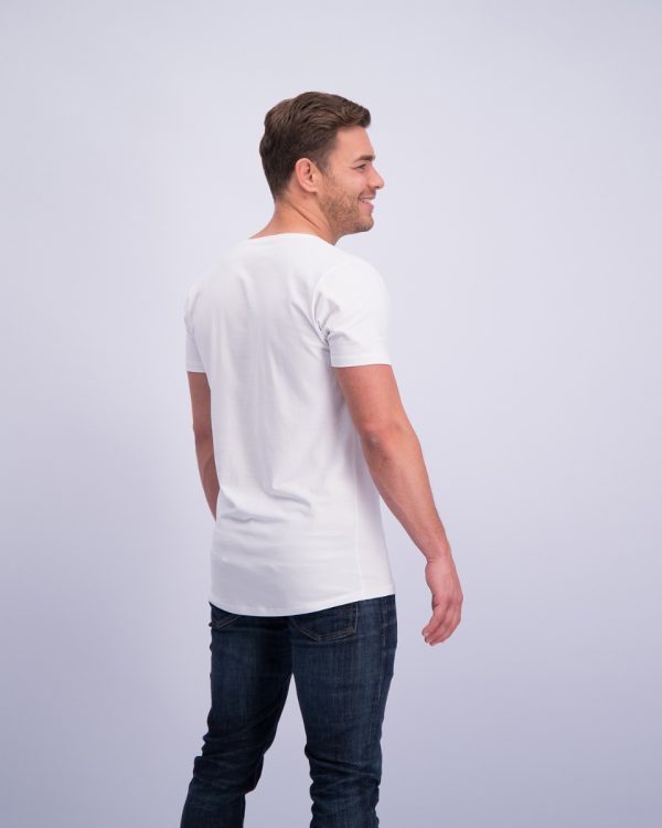 T-Shirt Diepe V Hals Wit achter