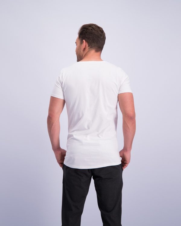 T-Shirt Normale V Hals Stretch Wit 6-pack-298