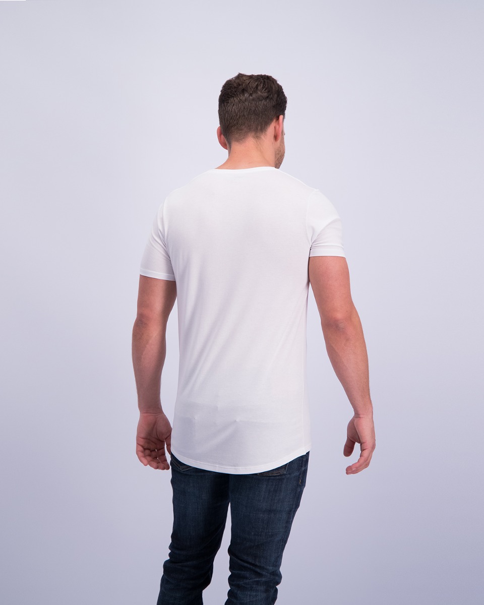 2-pack witte T-shirts met diepe V hals, dry comfort v-nus achterkant