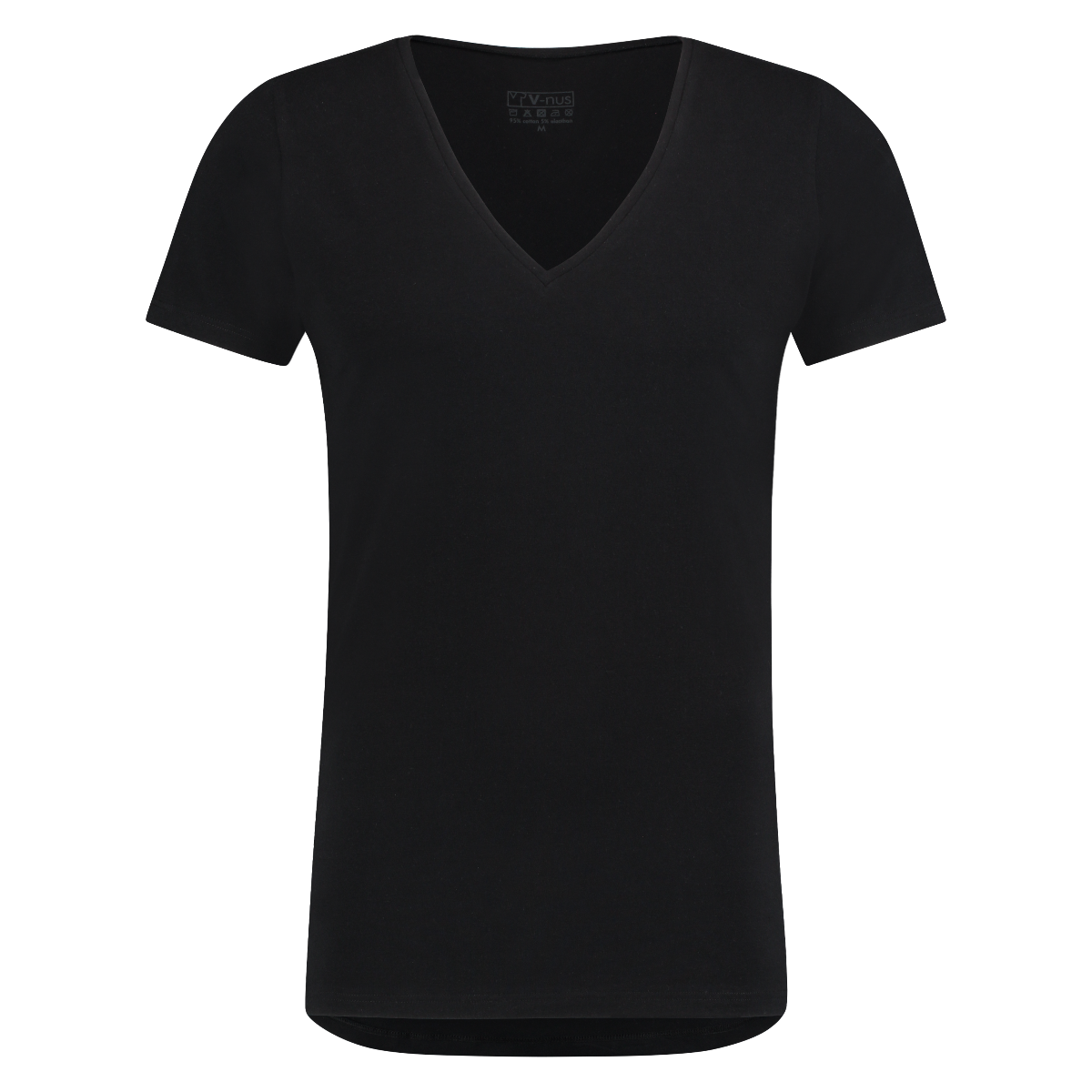 T-shirt Diepe V Hals Stretch Zwart 6-pack -0