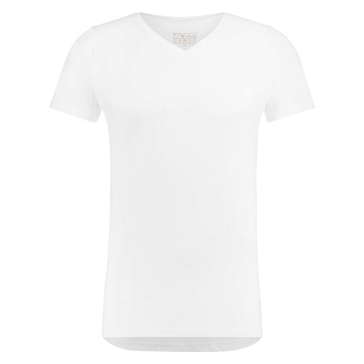 T-Shirt Normale V Hals Stretch Wit 6-pack-0
