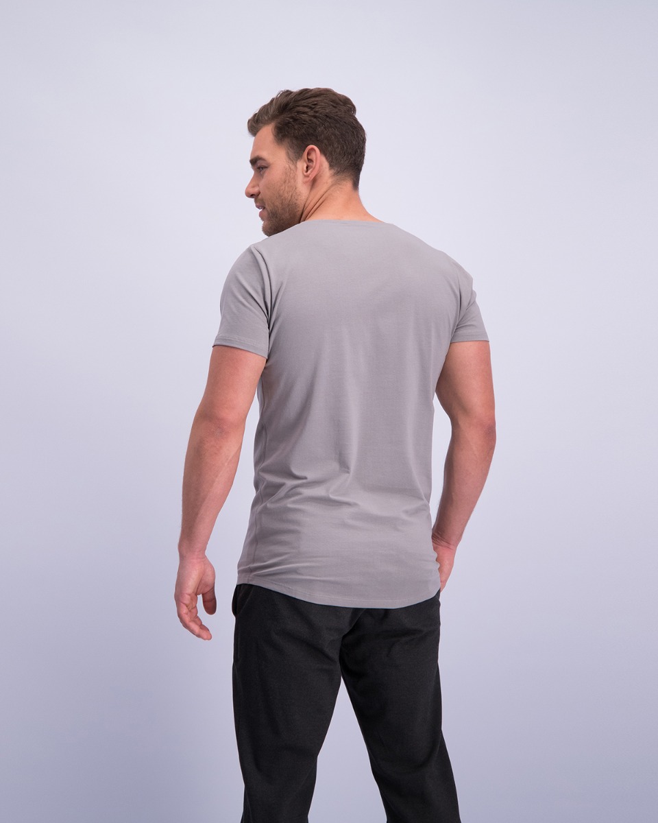 T-Shirt Diepe V Hals Stretch Grijs 10-pack-670
