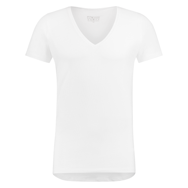 T-Shirt Diepe V Hals Stretch Wit 10-pack-0