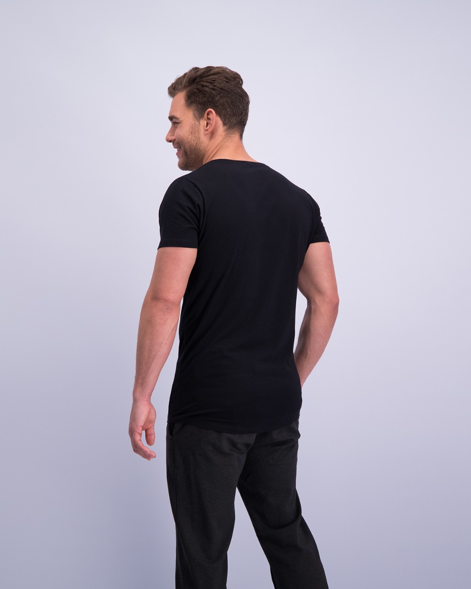 T-Shirt Diepe V Hals Stretch Zwart 8-pack -540
