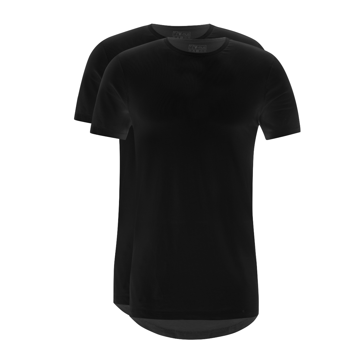 T-Shirt Ronde Hals Stretch Zwart 2-pack -0