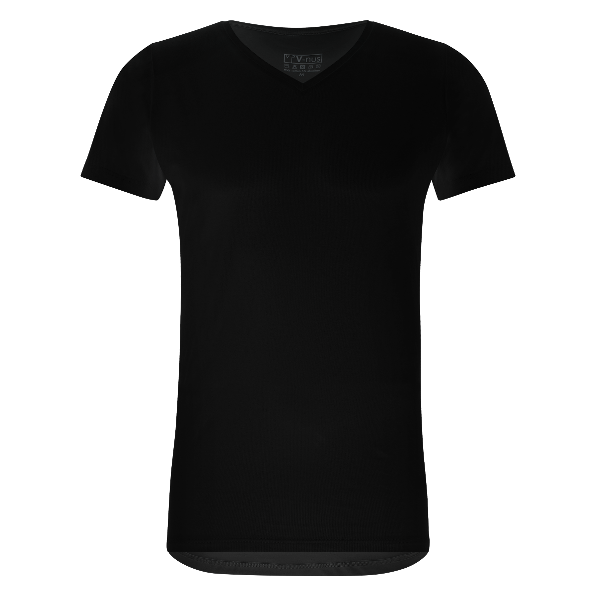 T-Shirt Normale V Hals Stretch Zwart 6-pack -0