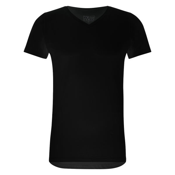 T-Shirt Normale V Hals Stretch Zwart 10-pack -0